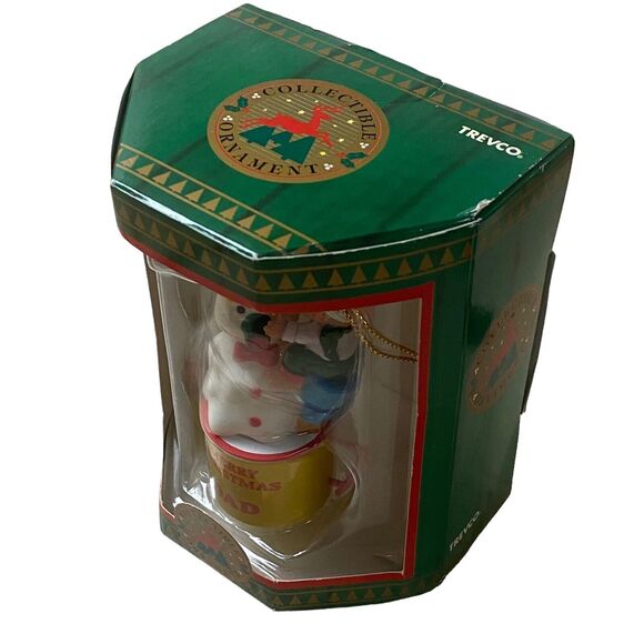Vintage Trevco Snowman Ornament Climbing Mouse Miniature Merry Christmas Dad Cup - Picture 7 of 10
